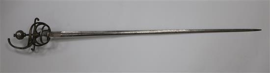 A 17th century German steel rapier, L.45in.